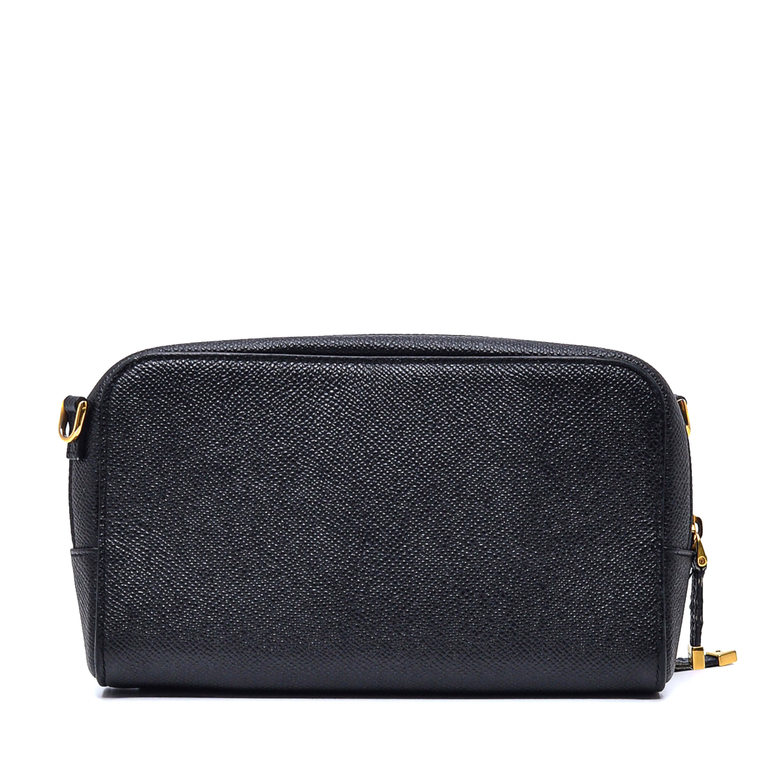 Christian Dior - Black Leather Caro Double Pouch Crossbody Bag